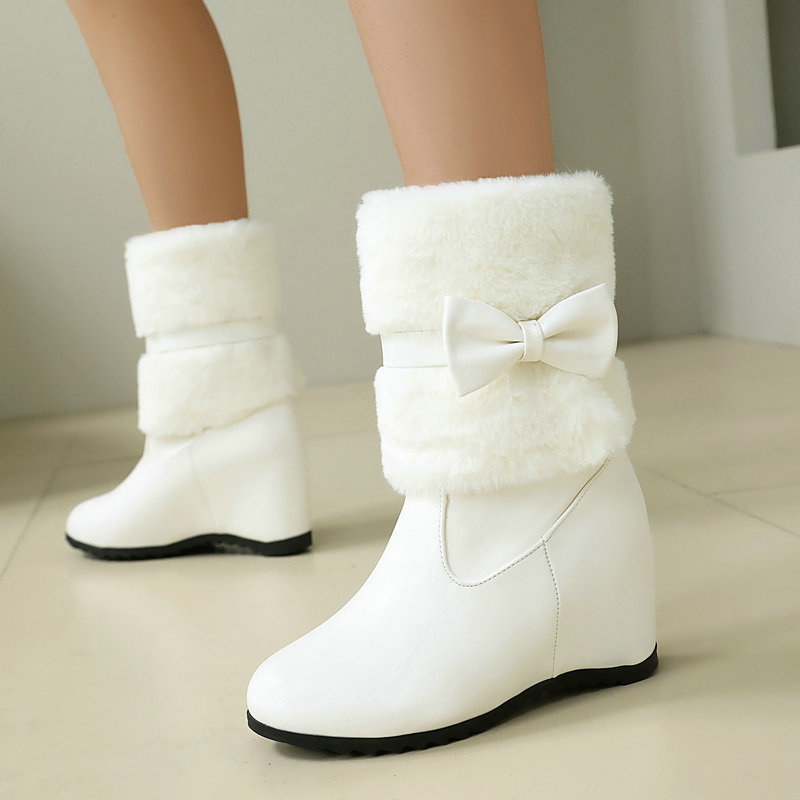 Snow Boot Fur Lined - Sepatu Bot Salju Wanita Hitam Putih