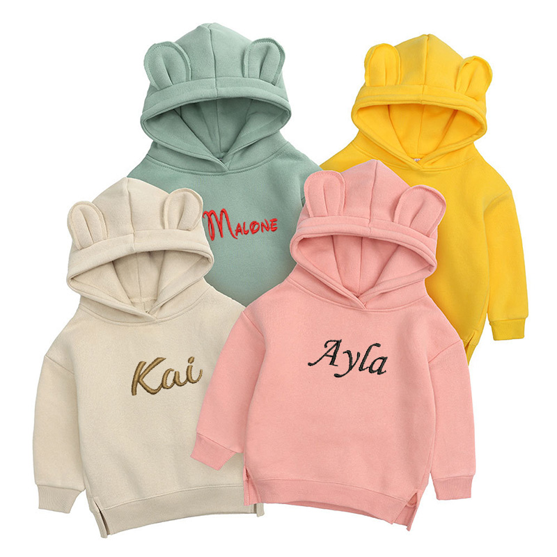 Winter Clothing Name - Hoodie beruang anak-anak bordir personalisasi hadiah