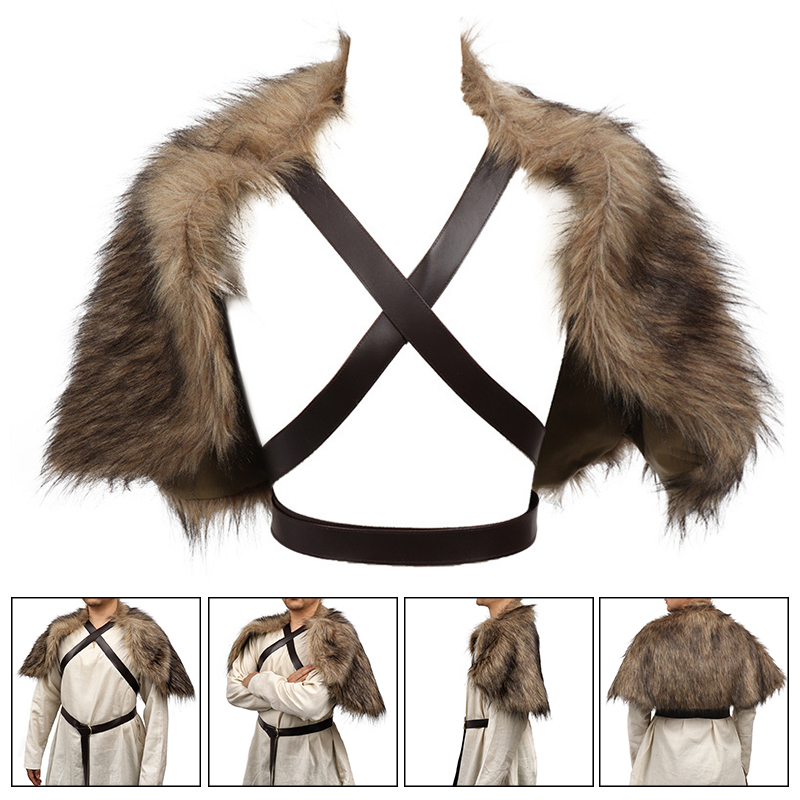 Winter Clothing Accessories - Jubah Viking dengan Kerah Bulu Imitasi,