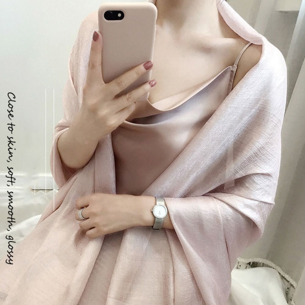 Winter Clothing Accessories - Syal polos wanita Linen, selendang tabir