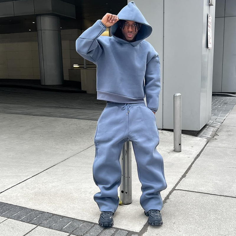 Winter Clothing Website - Set Hoodie pria gaya olahraga, atasan