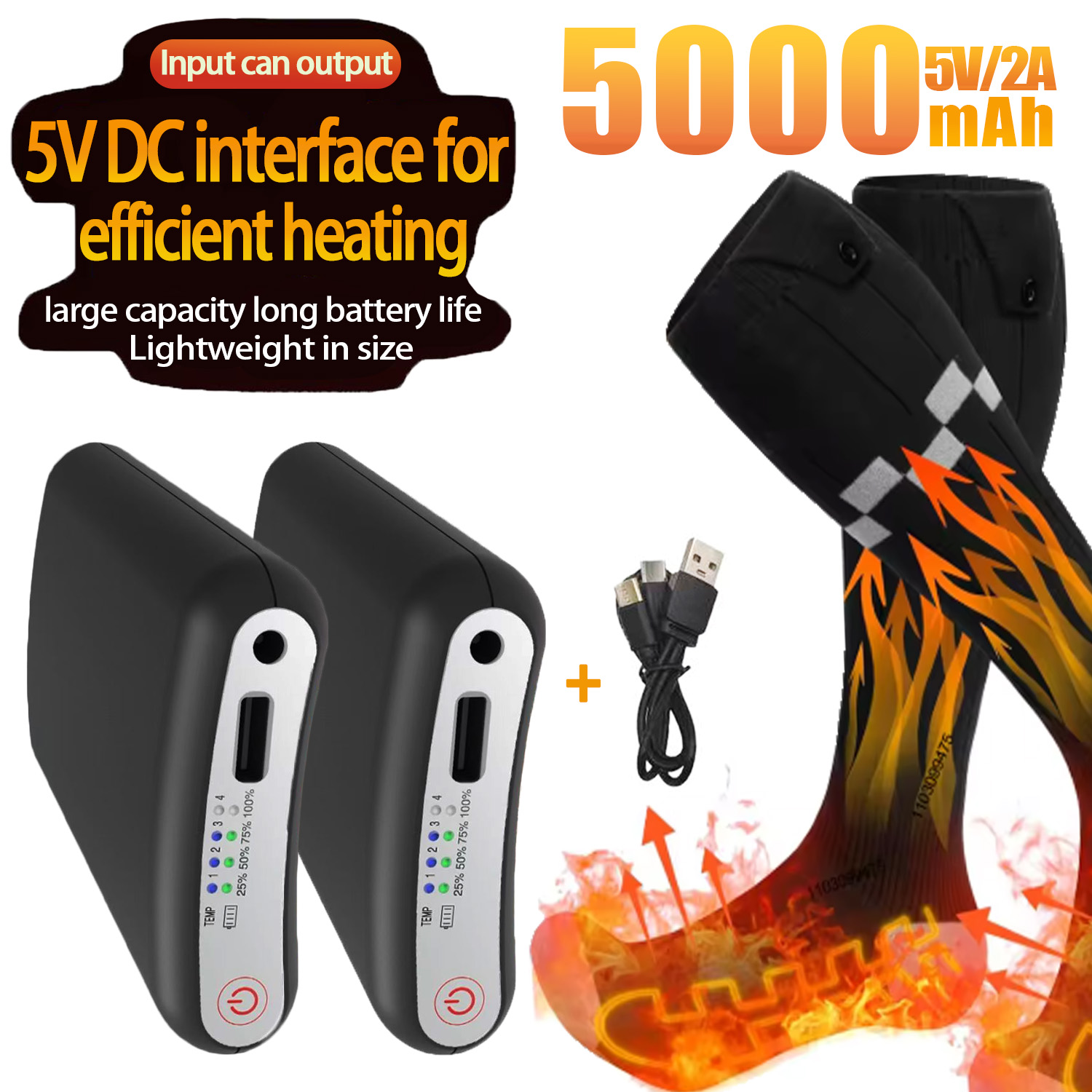 Heated Insole Rechargeable - Baterai 5000mAh 5V Tahan Lama Kontrol